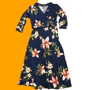 Floral Faux Wrap Dress